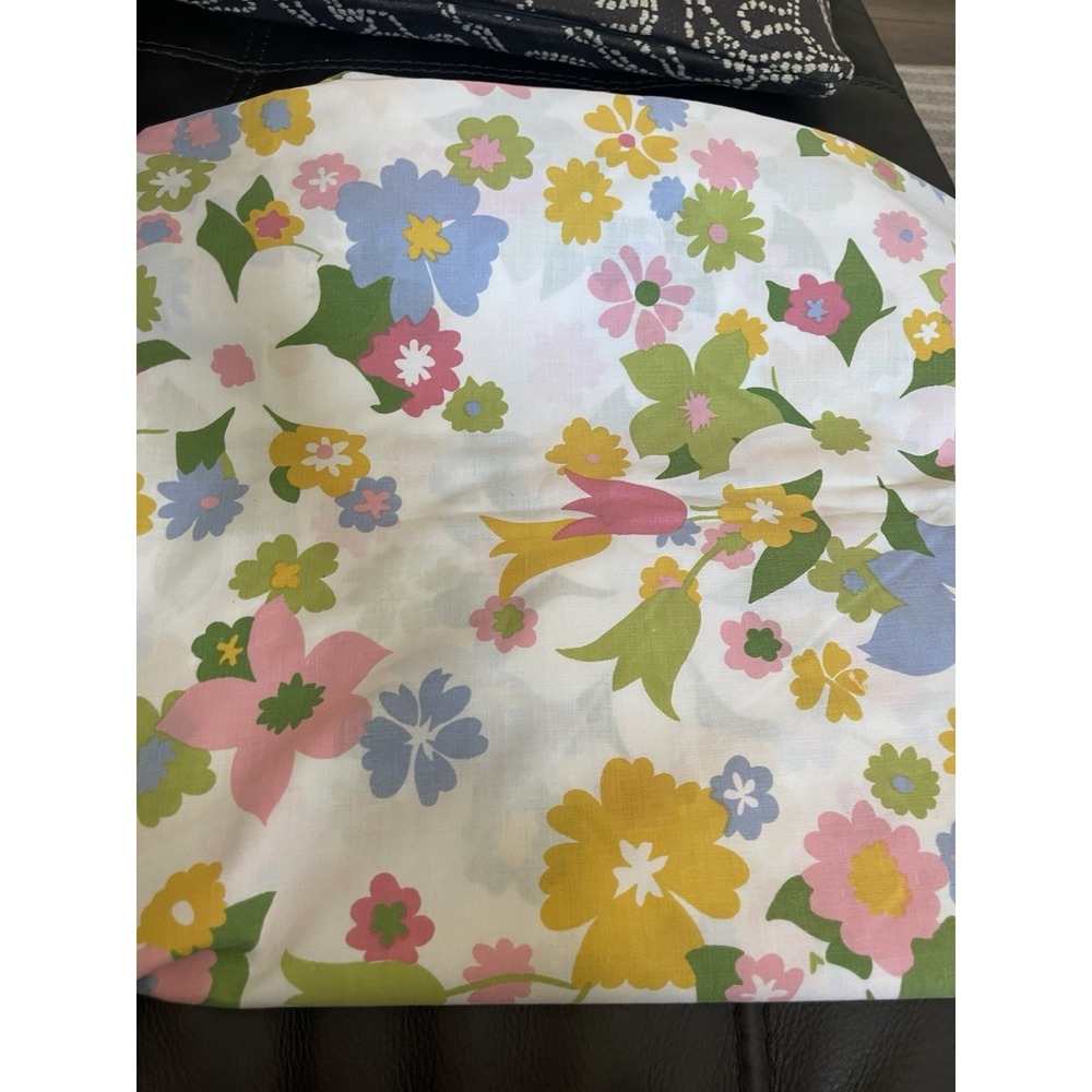 Vtg 1960s Cannon Monticello Full fitted  Sheet Mille Fleur Flower Power